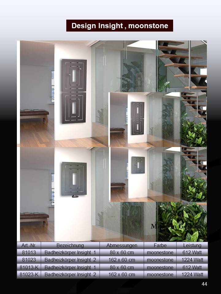 Szagato BADHEIZKÖRPER Design Insight 1 80x60cm 612 Watt anthrazit moonstone SZAGATO Designheizkörper Handtuchheizkörper mit Mittelanschluss Handtuchwärmer Kostenloser Versand