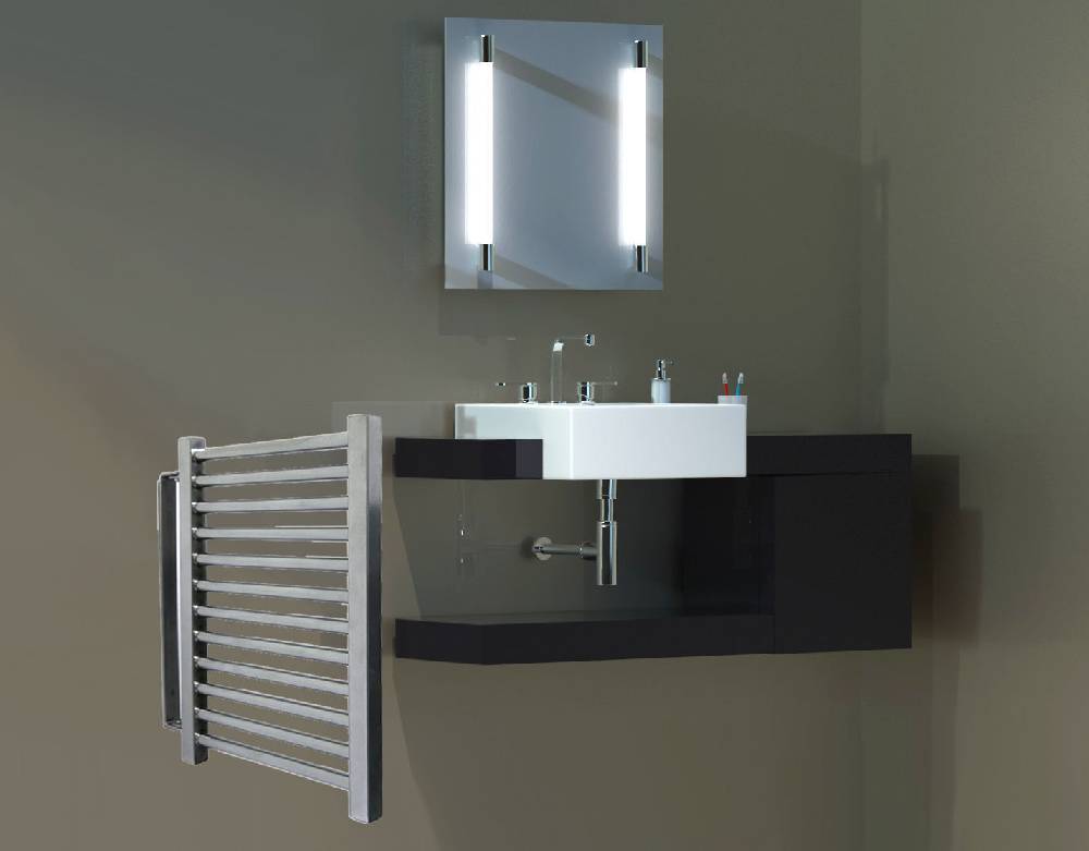 Szagato BADHEIZKÖRPER Design Köln schwenkbar 50x35cm Edelstahloptik inkl. 150 Watt Heizstab Marke SZAGATO Bad Heizkörper (Seitenanschluss) Limitierter Zeitrabatt