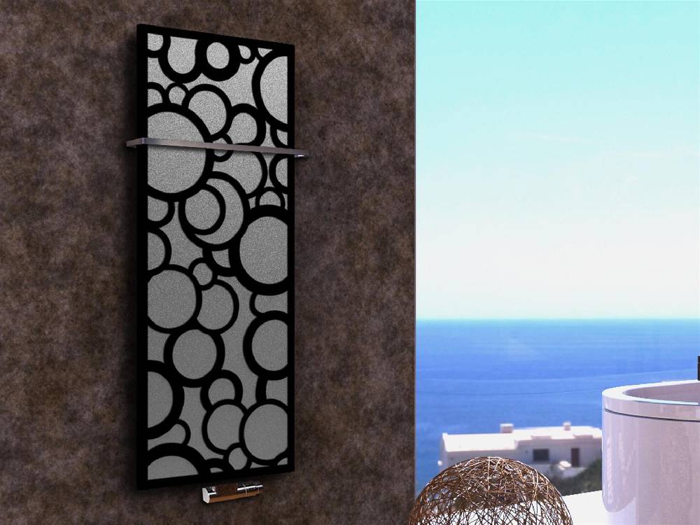 Szagato BADHEIZKÖRPER Design Kreta 2 120x47cm 799 Watt anthrazit moonstone schwarz (+1 Halter 15mm) SZAGATO Designheizkörper Mittelanschluss Handtuchwärmer