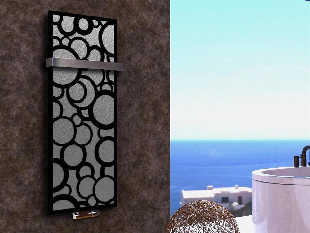 Szagato BADHEIZKÖRPER Design Kreta 2 120x47cm 799 Watt anthrazit moonstone schwarz (+1 Halter 50mm) SZAGATO Designheizkörper Mittelanschluss Handtuchwärmer