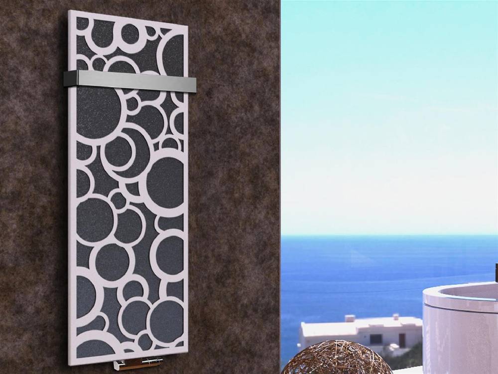 Szagato BADHEIZKÖRPER Design Kreta 2 120x47cm 799 Watt anthrazit moonstone weiß (+1 Halter 50mm) SZAGATO Designheizkörper mit Mittelanschluss Handtuchwärmer