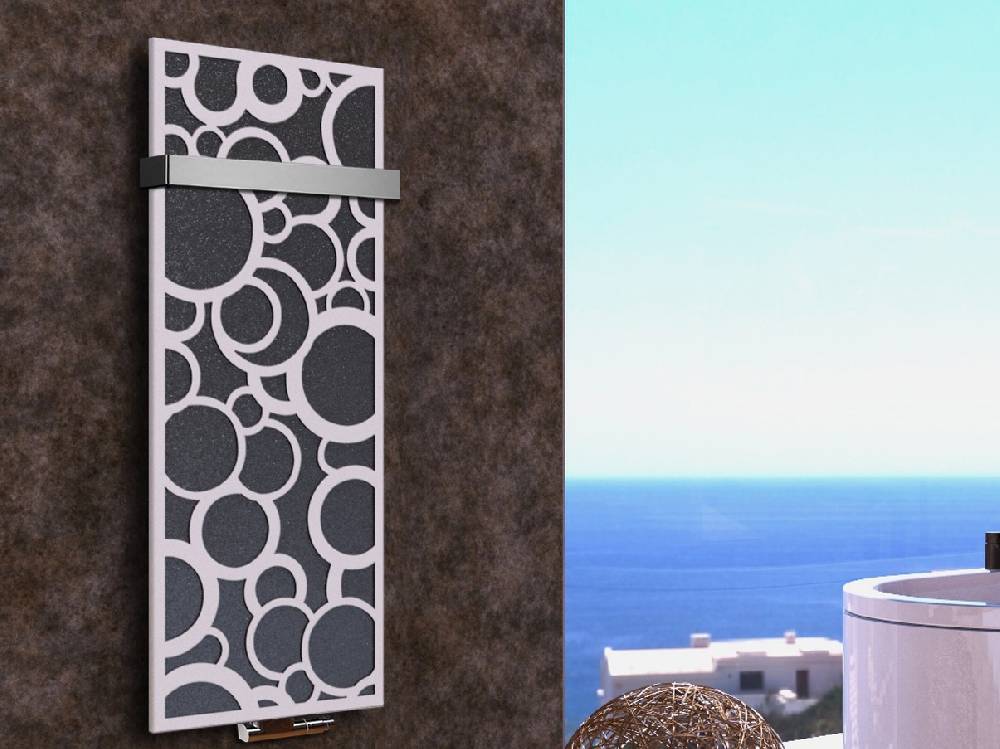 Szagato BADHEIZKÖRPER Design Kreta 2 120x47cm 799 Watt anthrazit moonstone weiß (+1 Halter 50mm) SZAGATO Designheizkörper mit Mittelanschluss Handtuchwärmer Versandkostenfrei