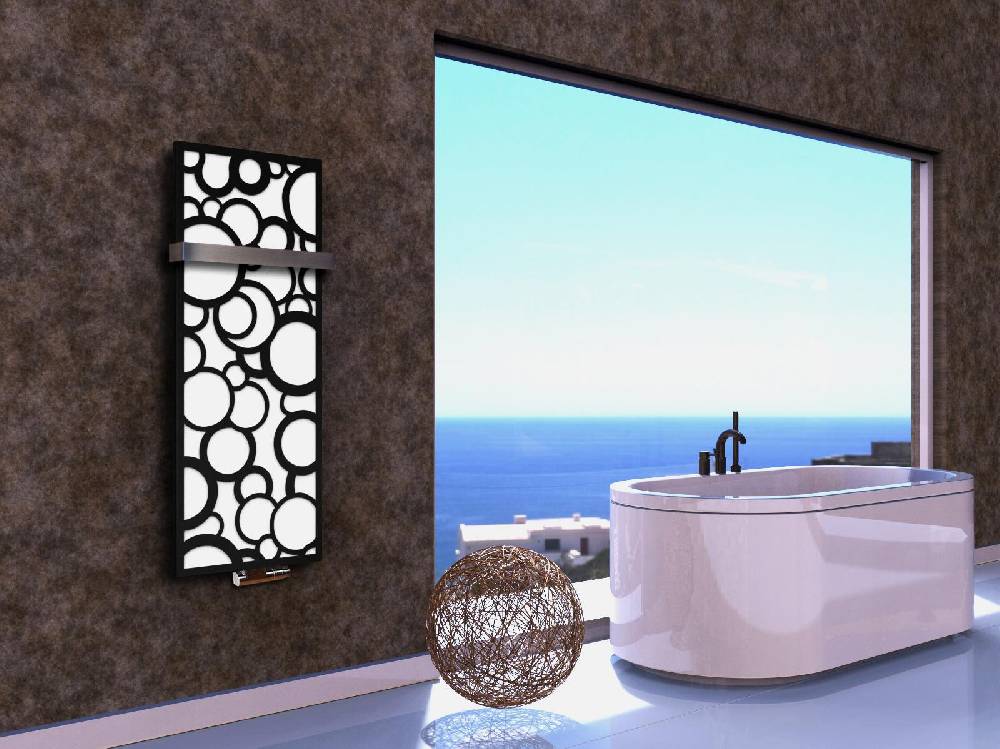 Szagato BADHEIZKÖRPER Design Kreta 2 120x47cm 799 Watt weiß schwarz +1 Halter 50mm SZAGATO Designheizkörper Handtuchheizkörper Mittelanschluss Handtuchwärmer Online Shopping