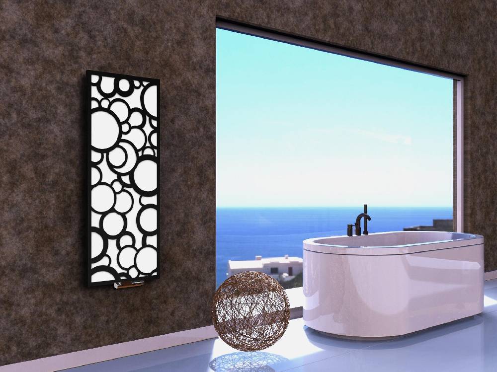 Szagato BADHEIZKÖRPER Design Kreta 2 120x47cm 799 Watt weiß schwarz SZAGATO Designheizkörper Handtuchheizkörper mit Mittelanschluss Handtuchwärmer
