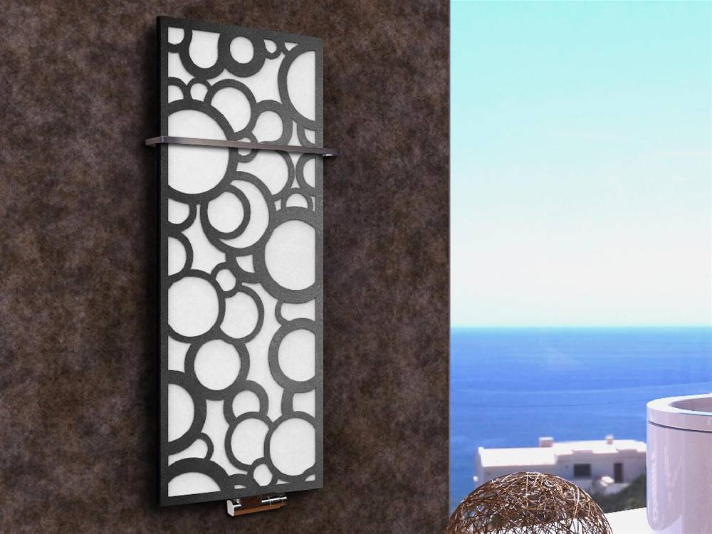 Szagato BADHEIZKÖRPER Design Kreta 2 120x47cm 799Watt weiß anthrazit - moonstone (+1 Halter 15mm) SZAGATO Designheizkörper mit Mittelanschluss Handtuchwärmer