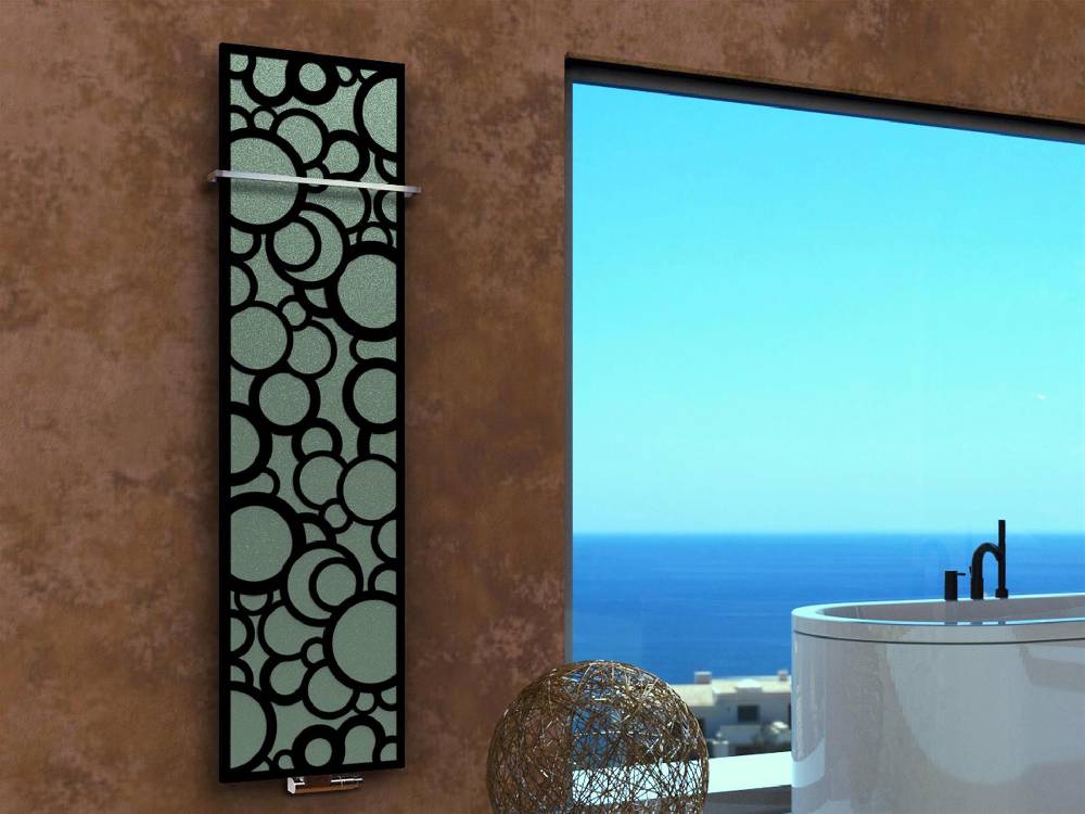 Szagato BADHEIZKÖRPER Design Kreta 3 180x47cm 1118 Watt schwarz (+1 Halter 15mm) SZAGATO Designheizkörper Handtuchheizkörper Mittelanschluss Handtuchwärmer
