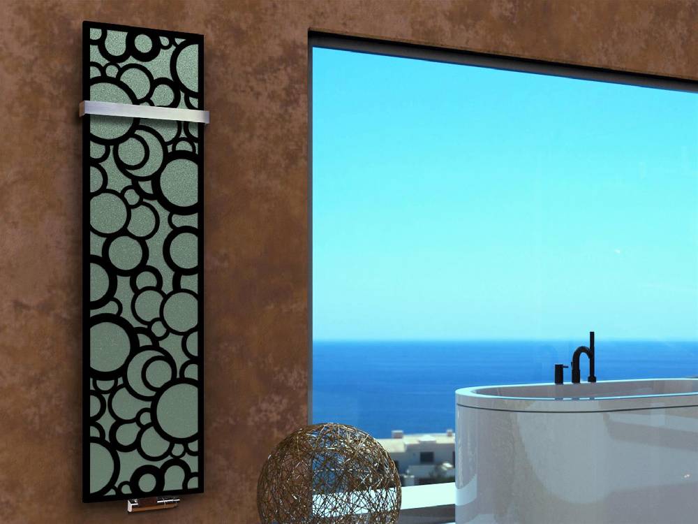 Szagato BADHEIZKÖRPER Design Kreta 3 180x47cm 1118 Watt schwarz (+1 Halter 50mm) SZAGATO Designheizkörper Handtuchheizkörper Mittelanschluss Handtuchwärmer