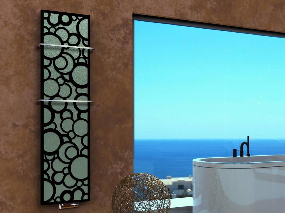 Szagato BADHEIZKÖRPER Design Kreta 3 180x47cm 1118 Watt schwarz (+2 Halter 15mm) SZAGATO Designheizkörper Handtuchheizkörper Mittelanschluss Handtuchwärmer