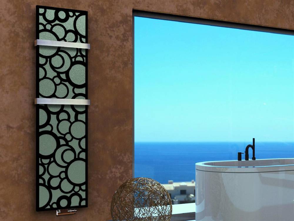 Szagato BADHEIZKÖRPER Design Kreta 3 180x47cm 1118 Watt schwarz (+2 Halter 50mm) SZAGATO Designheizkörper Handtuchheizkörper Mittelanschluss Handtuchwärmer