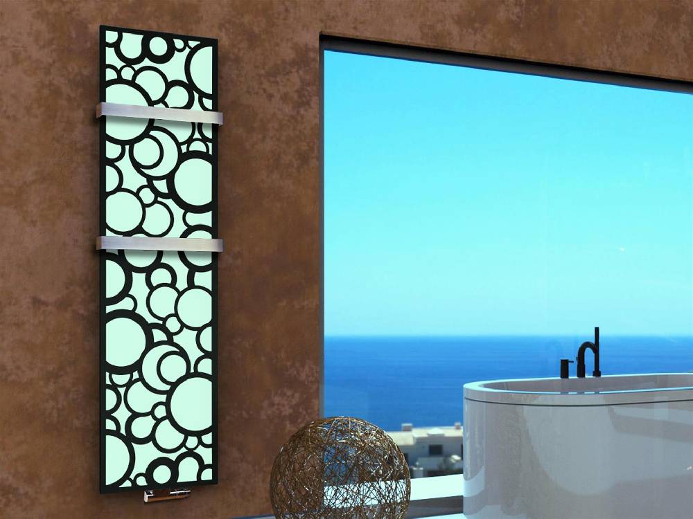 Szagato BADHEIZKÖRPER Design Kreta 3 180x47cm 1118 Watt schwarz +2 Halter 50mm SZAGATO Designheizkörper Handtuchheizkörper mit Mittelanschluss Handtuchwärmer