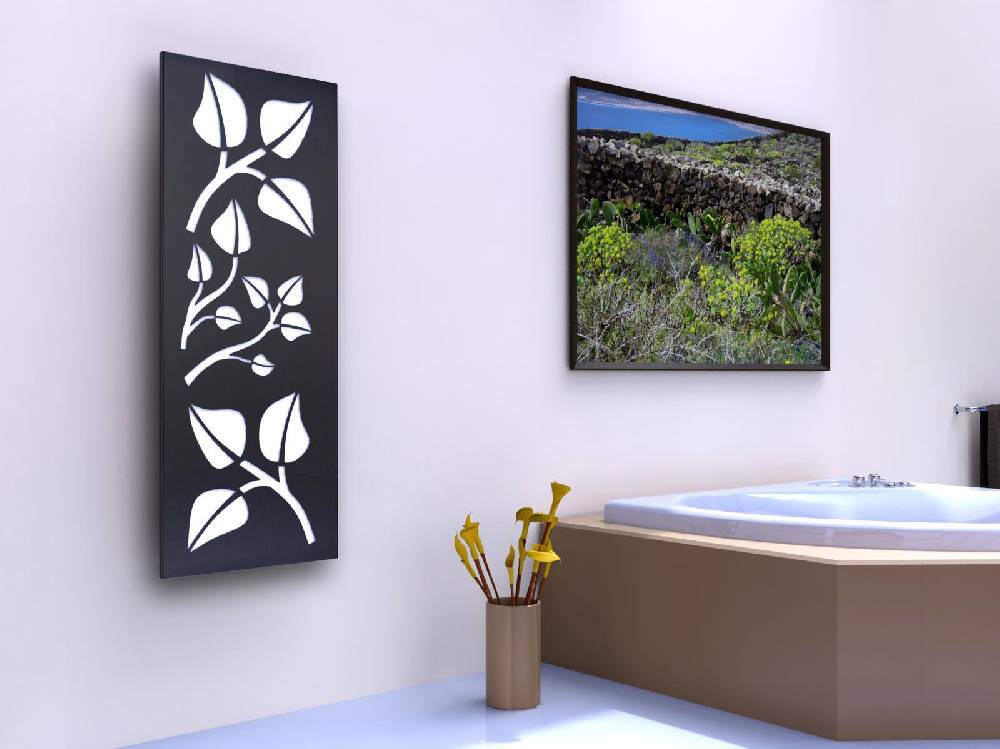 Szagato BADHEIZKÖRPER Design Leaves 2 120x47cm 799 Watt anthrazit moonstone SZAGATO Designheizkörper Handtuchheizkörper mit Mittelanschluss Handtuchwärmer