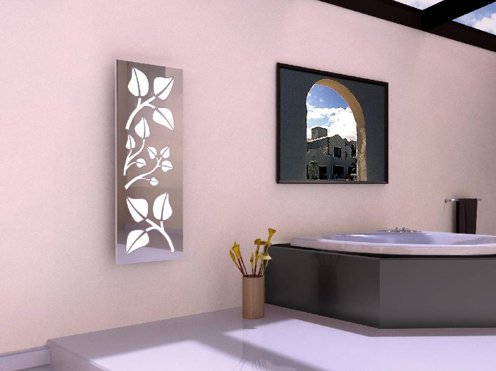 Szagato BADHEIZKÖRPER Design Leaves 2 120x47cm 799 Watt Edelstahl Hochglanz (+1 Halter 15mm) SZAGATO Designheizkörper mit Mittelanschluss Handtuchwärmer