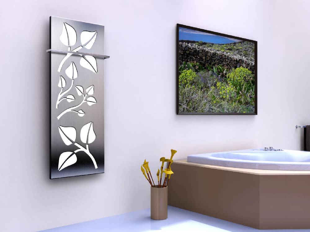 Szagato BADHEIZKÖRPER Design Leaves 2 120x47cm 799 Watt Edelstahl matt (+1 Halter 15mm) SZAGATO Designheizkörper Handtuchheizkörper mit Mittelanschluss