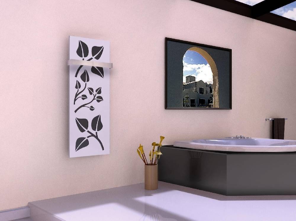 Szagato BADHEIZKÖRPER Design Leaves 2 120x47cm 799 Watt weiß (+1 Halter 50mm) SZAGATO Designheizkörper Handtuchheizkörper mit Mittelanschluss Handtuchwärmer
