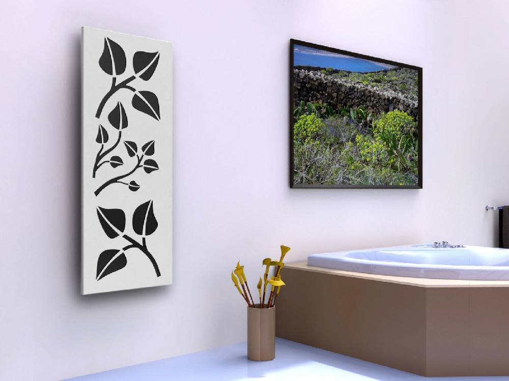 Szagato BADHEIZKÖRPER Design Leaves 2 120x47cm 799 Watt weiß SZAGATO Designheizkörper Handtuchheizkörper mit Mittelanschluss Handtuchwärmer