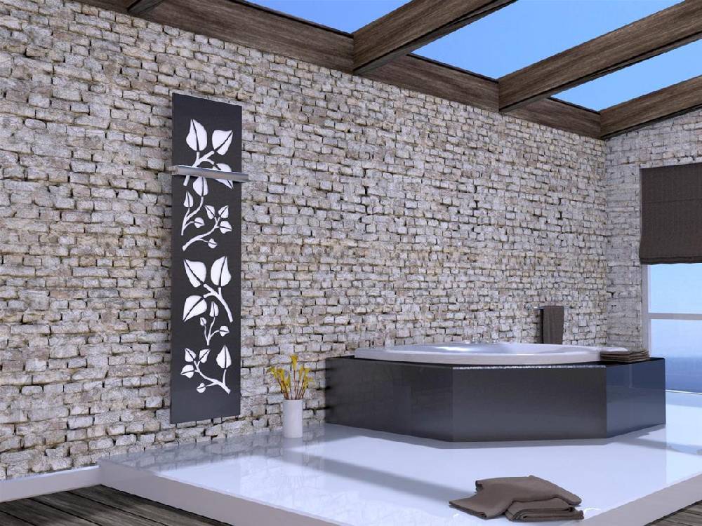 Szagato BADHEIZKÖRPER Design Leaves 3 180x47cm 1118 Watt anthrazit - moonstone (+1 Halter 50mm) SZAGATO Designheizkörper Handtuchheizkörper Mittelanschluss