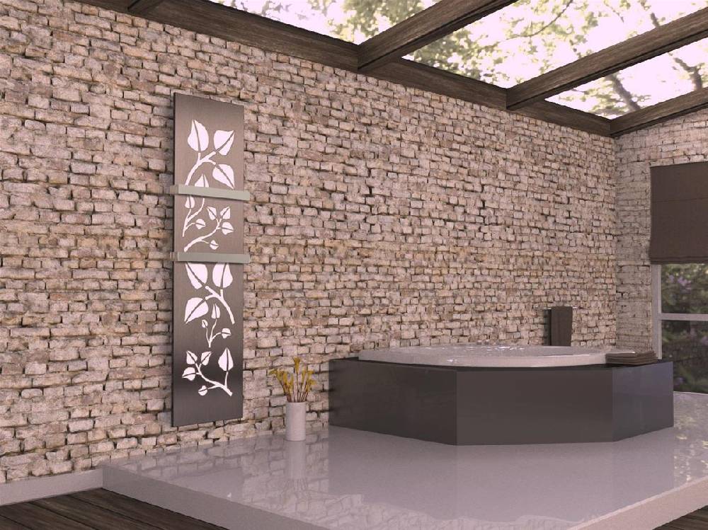 Szagato BADHEIZKÖRPER Design Leaves 3 180x47cm 1118 Watt Edelstahl Hochglanz (+1 Halter glänzend 50mm SZAGATO Designheizkörper Mittelanschluss Handtuchwärmer