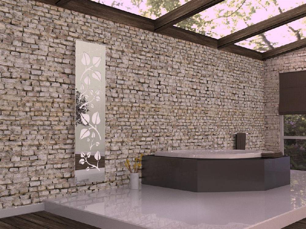 Szagato BADHEIZKÖRPER Design Leaves 3 180x47cm 1118 Watt Edelstahl Hochglanz SZAGATO Designheizkörper Handtuchheizkörper mit Mittelanschluss Handtuchwärmer