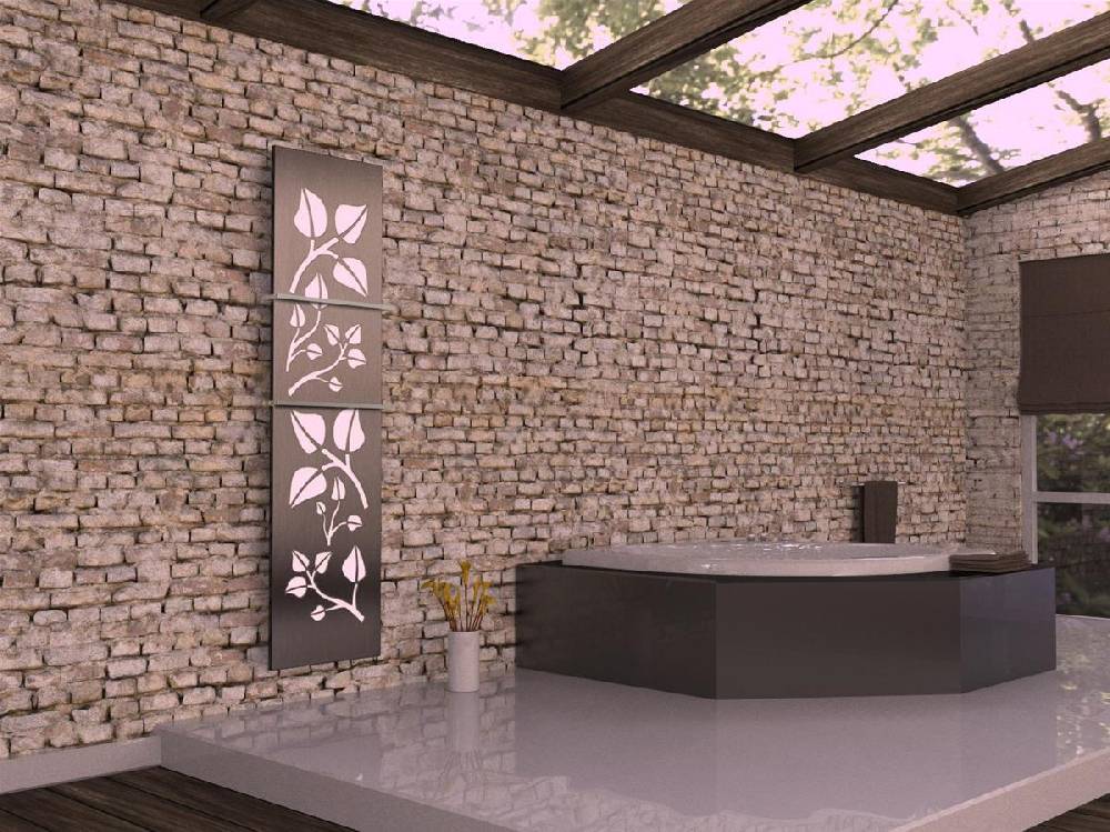 Szagato BADHEIZKÖRPER Design Leaves 3 180x47cm 1118 Watt Edelstahl matt (+2 Halter 15mm) SZAGATO Designheizkörper mit Mittelanschluss Handtuchwärmer