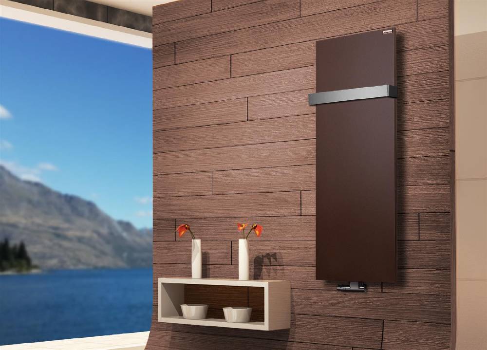 Szagato BADHEIZKÖRPER Design Mirror Steel 2 120x47cm 799 Watt braun (+1 Halter 50mm) SZAGATO Designheizkörper Handtuchheizkörper mit Mittelanschluss