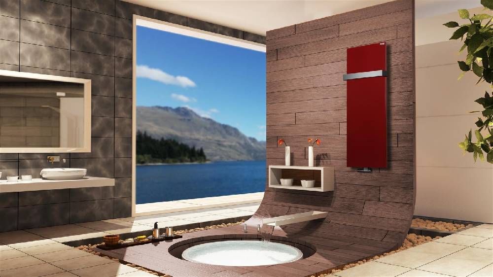 Szagato BADHEIZKÖRPER Design Mirror Steel 2 120x47cm 799 Watt rot (+1 Halter 50mm) SZAGATO Designheizkörper Handtuchheizkörper Mittelanschluss Handtuchwärmer