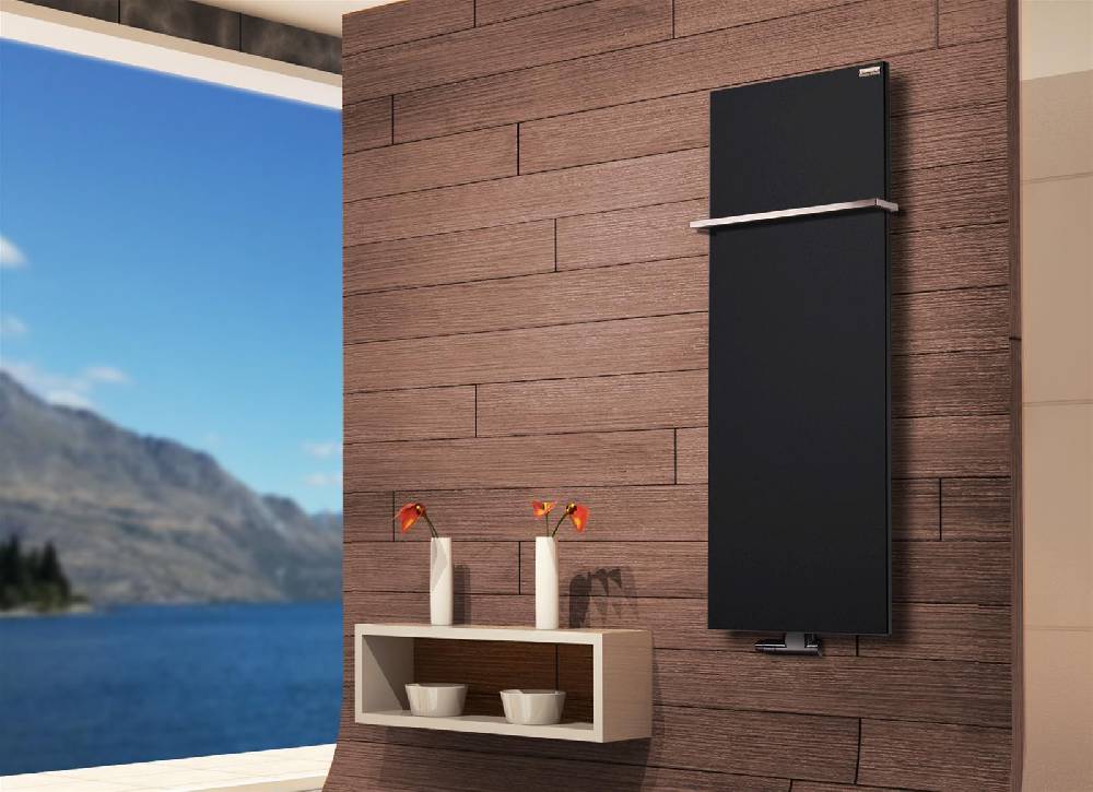 Szagato BADHEIZKÖRPER Design Mirror Steel 2 120x47cm 799 Watt schwarz (+1 Halter 15mm) SZAGATO Designheizkörper Handtuchheizkörper mit Mittelanschluss