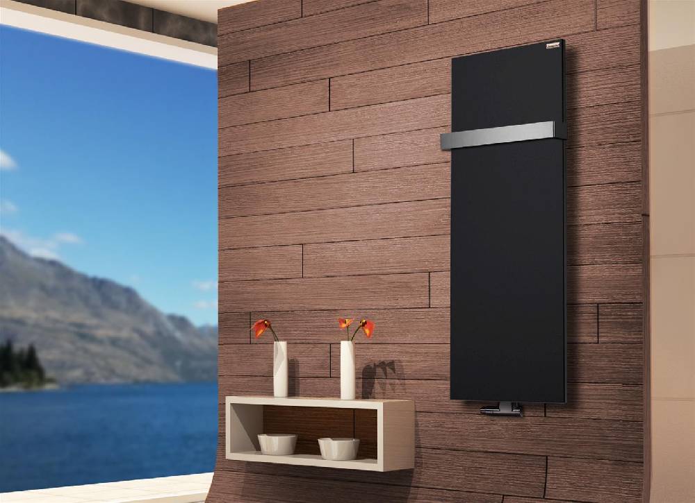 Szagato BADHEIZKÖRPER Design Mirror Steel 2 120x47cm 799 Watt schwarz (+1 Halter 50mm) SZAGATO Designheizkörper Handtuchheizkörper mit Mittelanschluss