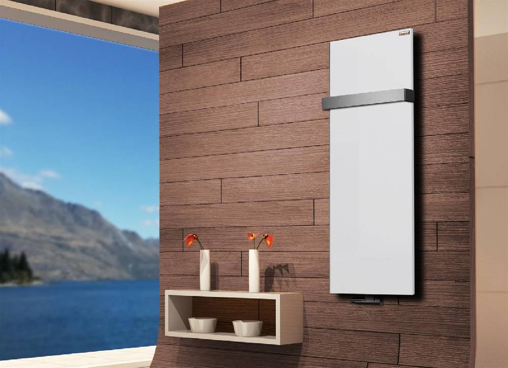 Szagato BADHEIZKÖRPER Design Mirror Steel 2 120x47cm 799 Watt weiß +1 Halter 50mm SZAGATO Designheizkörper Handtuchheizkörper Mittelanschluss Handtuchwärmer