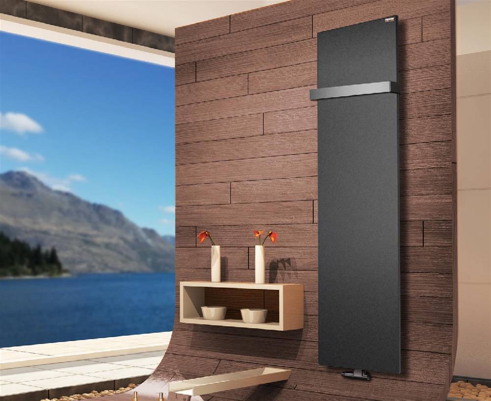 Szagato BADHEIZKÖRPER Design Mirror Steel 3 180x47cm 1118 Watt anthrazit - moonstone (+1 Halter 50mm) SZAGATO Designheizkörper Mittelanschluss Handtuchwärmer