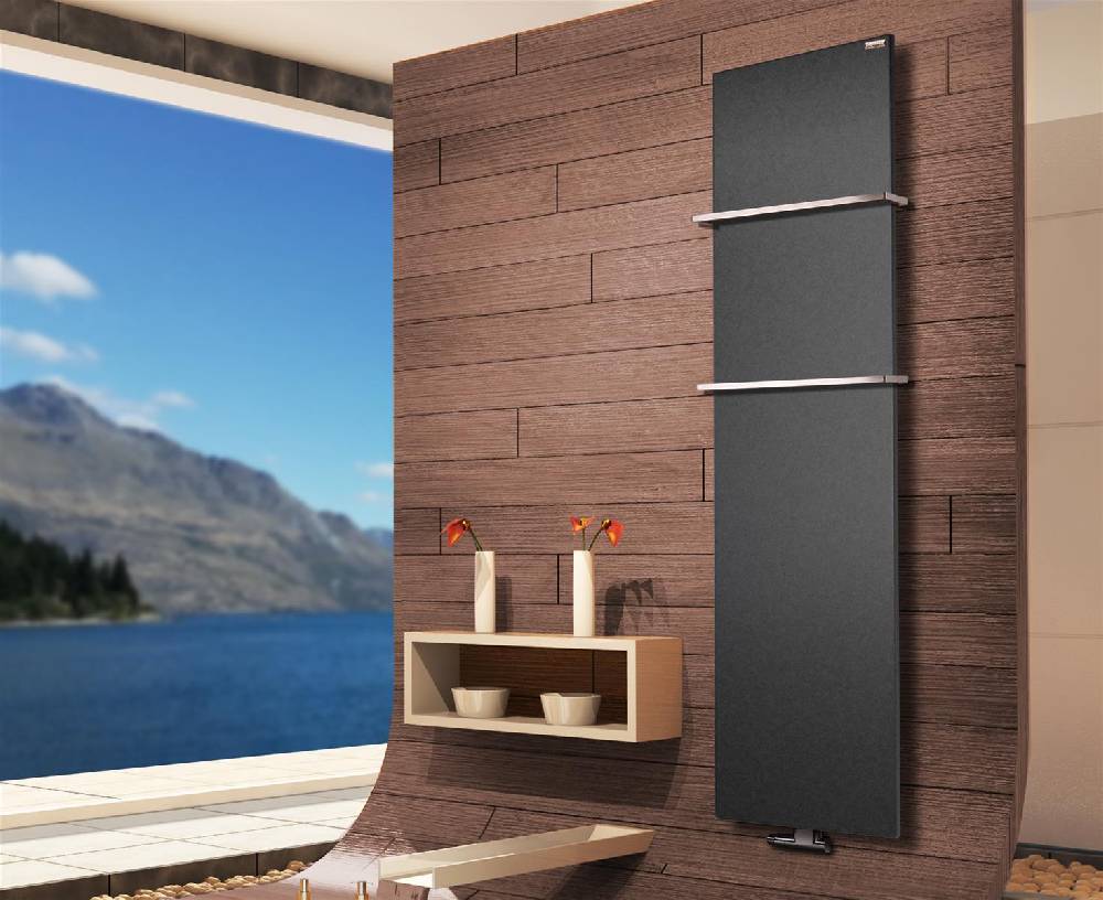 Szagato BADHEIZKÖRPER Design Mirror Steel 3 180x47cm 1118 Watt anthrazit - moonstone (+2 Halter 15mm) SZAGATO Designheizkörper Mittelanschluss Handtuchwärmer