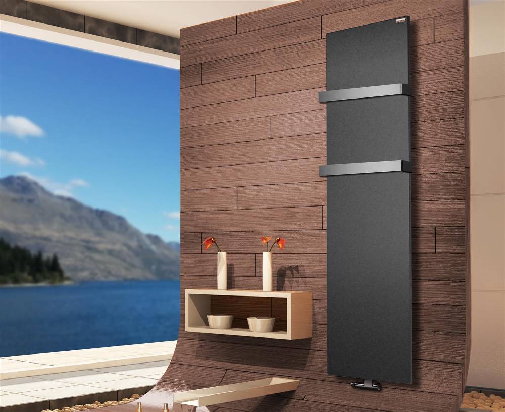 Szagato BADHEIZKÖRPER Design Mirror Steel 3 180x47cm 1118 Watt anthrazit - moonstone (+2 Halter 50mm) SZAGATO Designheizkörper Mittelanschluss Handtuchwärmer