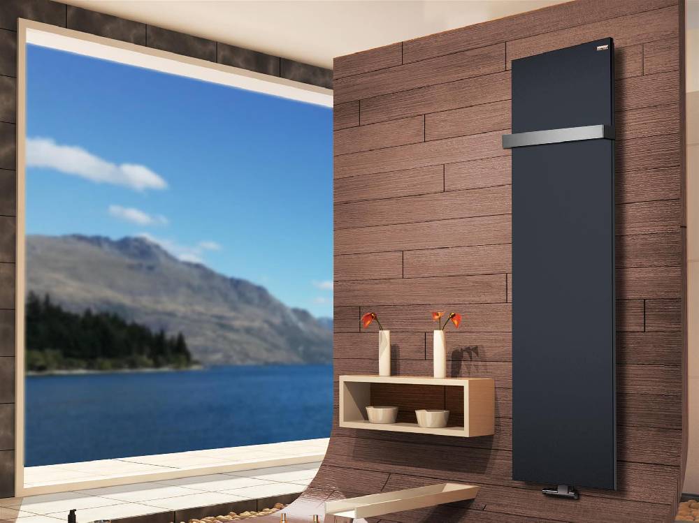 Szagato BADHEIZKÖRPER Design Mirror Steel 3 180x47cm 1118 Watt anthrazit (+1 Halter 50mm) SZAGATO Designheizkörper Handtuchheizkörper mit Mittelanschluss