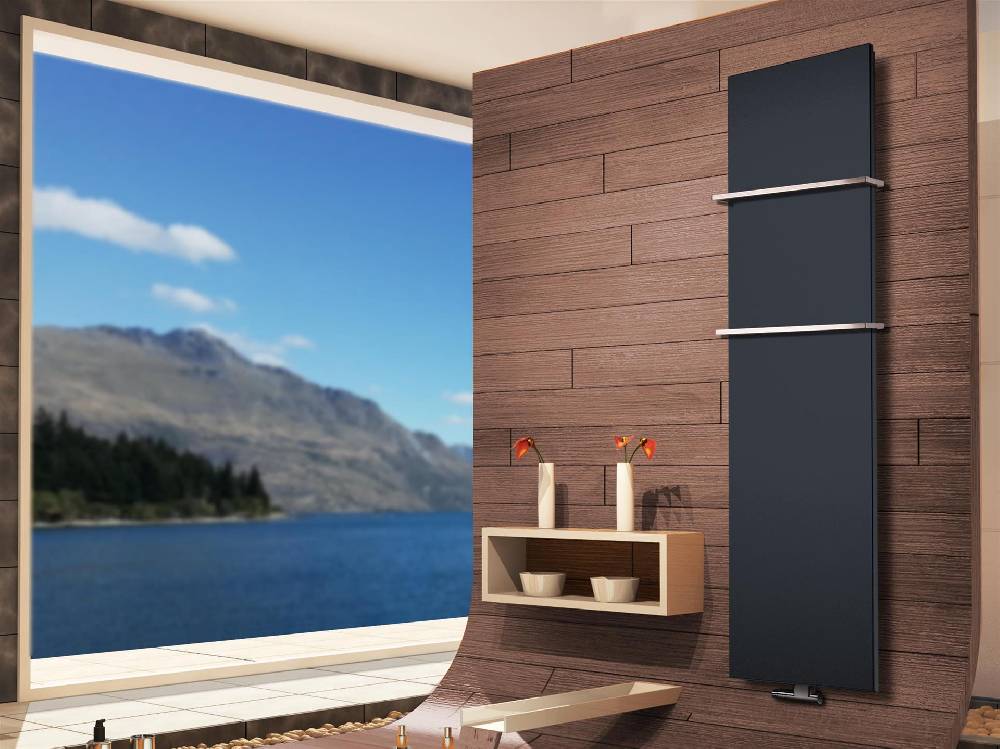 Szagato BADHEIZKÖRPER Design Mirror Steel 3 180x47cm 1118 Watt anthrazit (+2 Halter 15mm) SZAGATO Designheizkörper Handtuchheizkörper mit Mittelanschluss