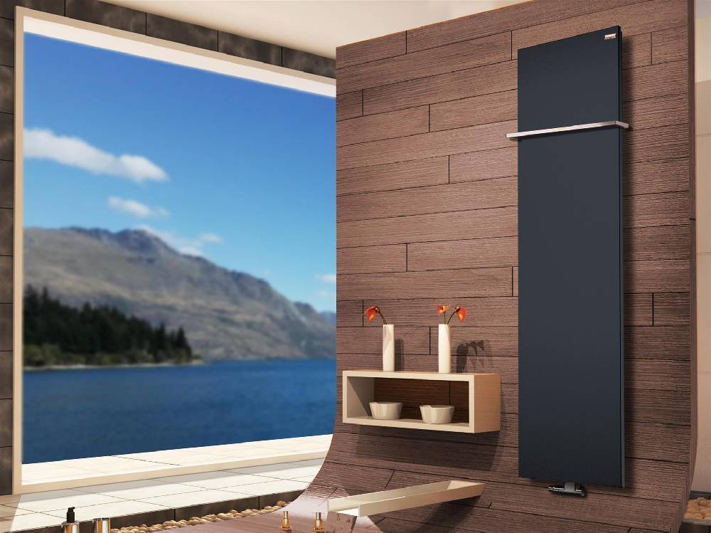 Szagato BADHEIZKÖRPER Design Mirror Steel 3 180x47cm 1118 Watt anthrazit +1 Halter 15mm SZAGATO Designheizkörper Handtuchheizkörper mit Mittelanschluss