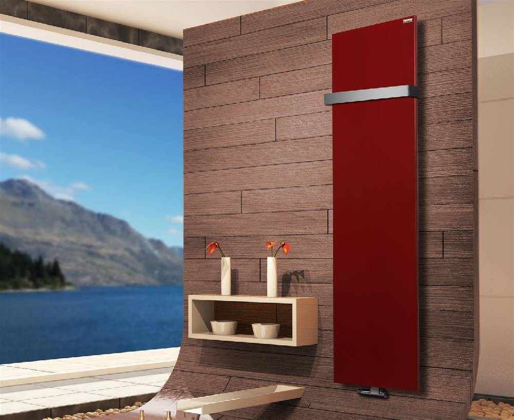 Szagato BADHEIZKÖRPER Design Mirror Steel 3 180x47cm 1118 Watt rot (RAL 3004) (+1 Halter 50mm) SZAGATO Designheizkörper mit Mittelanschluss Handtuchwärmer