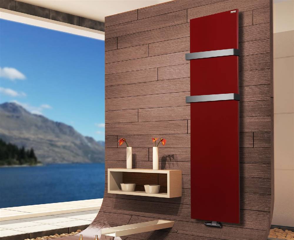 Szagato BADHEIZKÖRPER Design Mirror Steel 3 180x47cm 1118 Watt rot (RAL 3004) (+2 Halter 50mm) SZAGATO Designheizkörper mit Mittelanschluss Handtuchwärmer