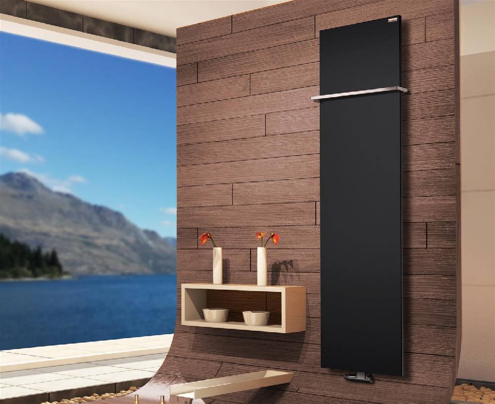 Szagato BADHEIZKÖRPER Design Mirror Steel 3 180x47cm 1118 Watt schwarz (+1 Halter 15mm) SZAGATO Designheizkörper Handtuchheizkörper mit Mittelanschluss