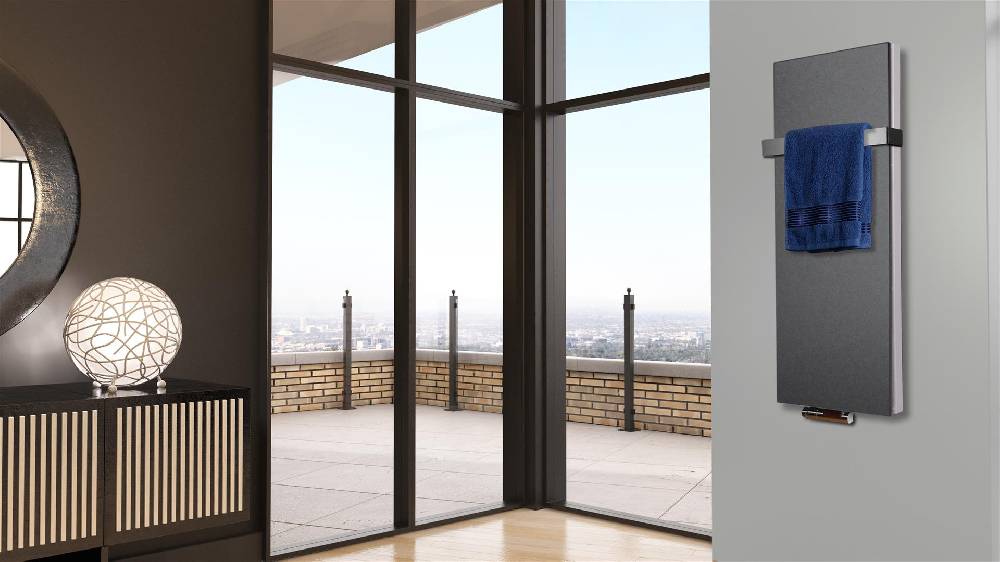 Szagato BADHEIZKÖRPER Design Mirror Steel 5 120x47cm 1458 Watt anthrazit - moonstone (+1 Halter 50mm) SZAGATO Designheizkörper Mittelanschluss Handtuchwärmer Letzter Tag