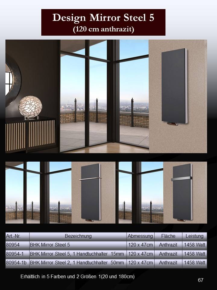 Szagato BADHEIZKÖRPER Design Mirror Steel 5 120x47cm 1458 Watt anthrazit SZAGATO Designheizkörper Handtuchheizkörper mit Mittelanschluss Handtuchwärmer Bis zu 65% Rabatt