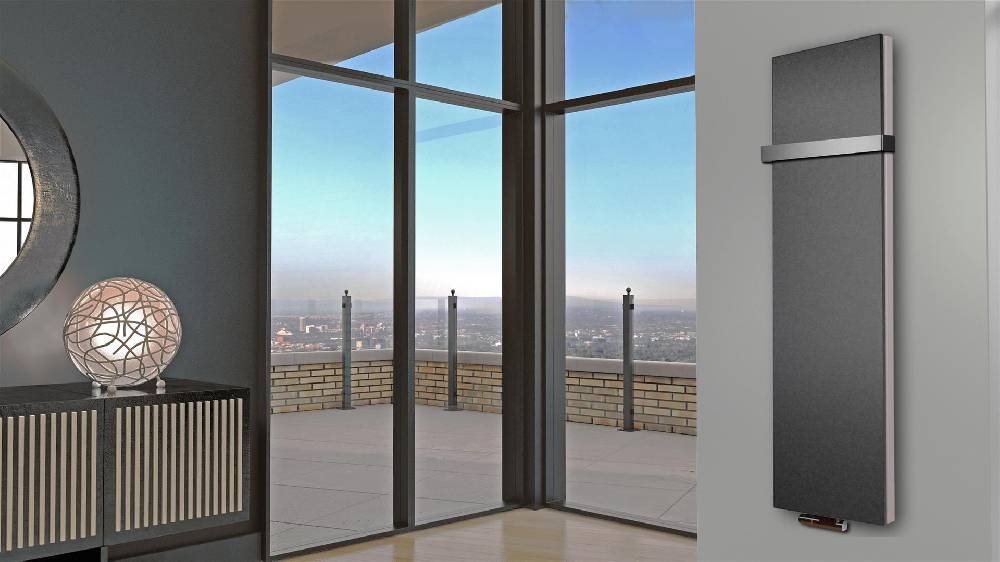 Szagato BADHEIZKÖRPER Design Mirror Steel 6 180x47cm 1964 Watt anthrazit - moonstone (+1 Halter 50mm) SZAGATO Designheizkörper Mittelanschluss Handtuchwärmer
