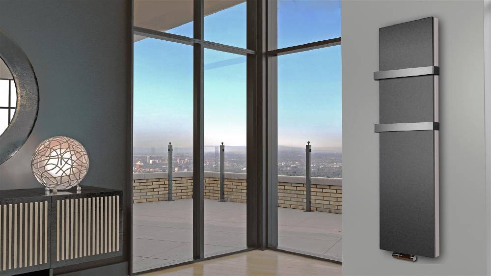 Szagato BADHEIZKÖRPER Design Mirror Steel 6 180x47cm 1964 Watt anthrazit - moonstone (+2 Halter 50mm) SZAGATO Designheizkörper Mittelanschluss Handtuchwärmer