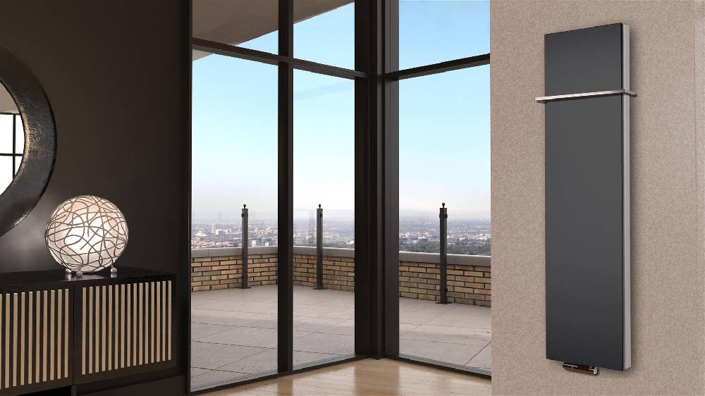 Szagato BADHEIZKÖRPER Design Mirror Steel 6 180x47cm 1964 Watt anthrazit (+1 Halter 15mm) SZAGATO Designheizkörper Handtuchheizkörper mit Mittelanschluss