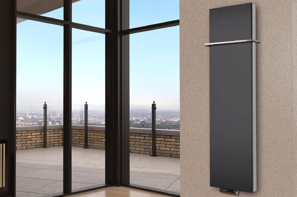 Szagato BADHEIZKÖRPER Design Mirror Steel 6 180x47cm 1964 Watt anthrazit (+1 Halter 15mm) SZAGATO Designheizkörper Handtuchheizkörper mit Mittelanschluss zollfrei