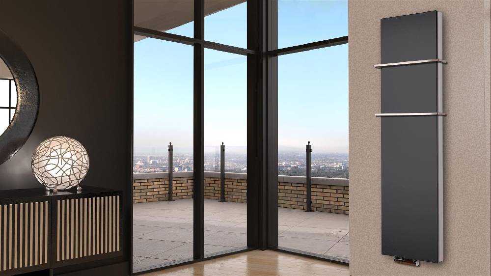 Szagato BADHEIZKÖRPER Design Mirror Steel 6 180x47cm 1964 Watt anthrazit (+2 Halter 15mm) SZAGATO Designheizkörper Handtuchheizkörper mit Mittelanschluss