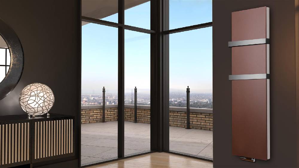 Szagato BADHEIZKÖRPER Design Mirror Steel 6 180x47cm 1964Watt braun +2 Halter 50mm SZAGATO Designheizkörper Handtuchheizkörper Mittelanschluss Handtuchwärmer