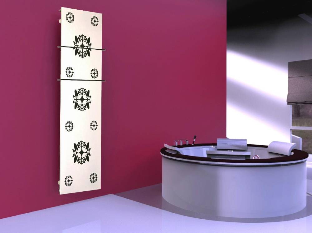 Szagato BADHEIZKÖRPER Design Ornaments 3 180x47cm 1118 Watt weiß (+2 Halter 15mm) SZAGATO Designheizkörper Handtuchheizkörper Mittelanschluss Handtuchwärmer