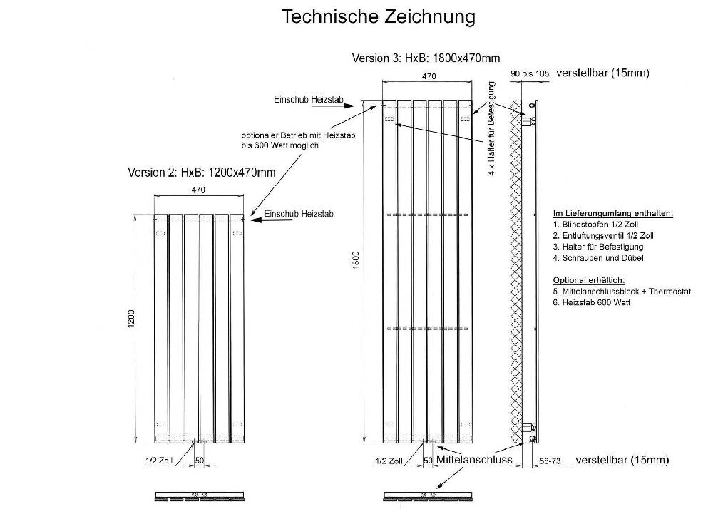 Szagato BADHEIZKÖRPER Design Peking 3 180x47cm 1118 Watt weiß SZAGATO Designheizkörper Handtuchheizkörper mit Mittelanschluss Handtuchwärmer Mittelanschluss Speichern exportieren
