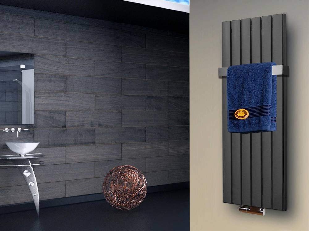 Szagato BADHEIZKÖRPER Design Peking 5 120x47cm 1458 Watt anthrazit - moonstone (+1 Halter 50mm) SZAGATO Handtuchheizkörper mit Mittelanschluss Handtuchwärmer
