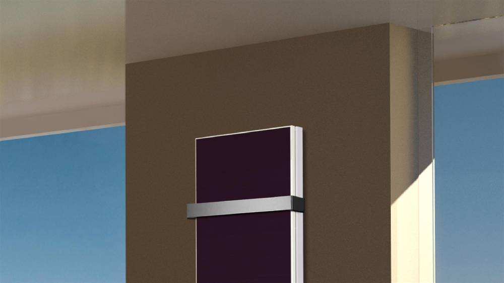 Szagato BADHEIZKÖRPER Glas Montevideo 5 Glasfront 120x47cm 1458Watt violett +1 Halter 50mm SZAGATO Designheizkörper Handtuchheizkörper mit Mittelanschluss Vierteljährliche Förderung