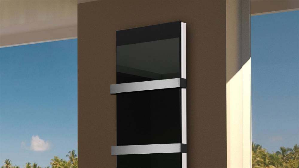Szagato BADHEIZKÖRPER Glas Montevideo 6 Glasfront 180x47cm 1964 Watt schwarz +2 Halter 50mm SZAGATO Designheizkörper Handtuchheizkörper mit Mittelanschluss Super Rabatt